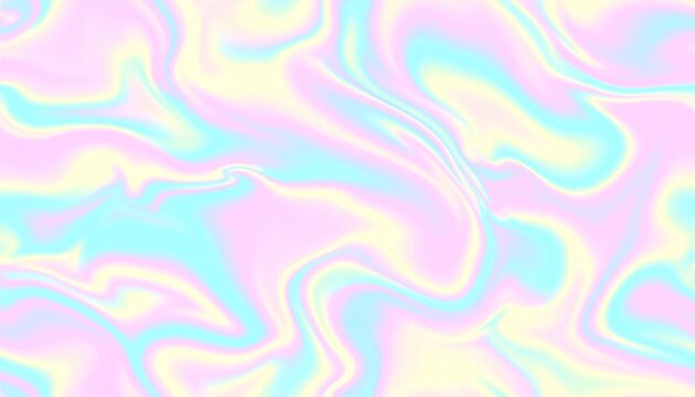 seamless trendy iridescent rainbow foil texture soft holographic pastel unicorn marble background pattern modern pearlescent blurry abstract swirl illustration generative ai