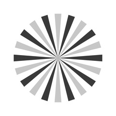 Retro black white sun rays bg. Pop art comic cartoon element.