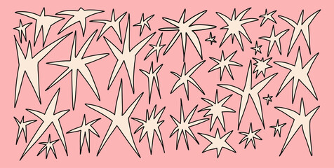 Set of different scribble hand drawn stars. Contemporary vector abstract decorative elements. © Aliaksandra