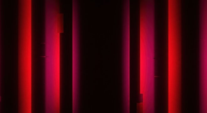 Crimson light bars dance in shadow