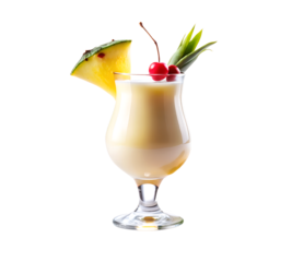 Puerto Rican Piña Colada Cocktail Served In Glass Isolated On Transparent Background