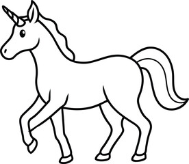 Obraz premium Outlined Black and White Unicorn Illustration for Kids Coloring Book Projects