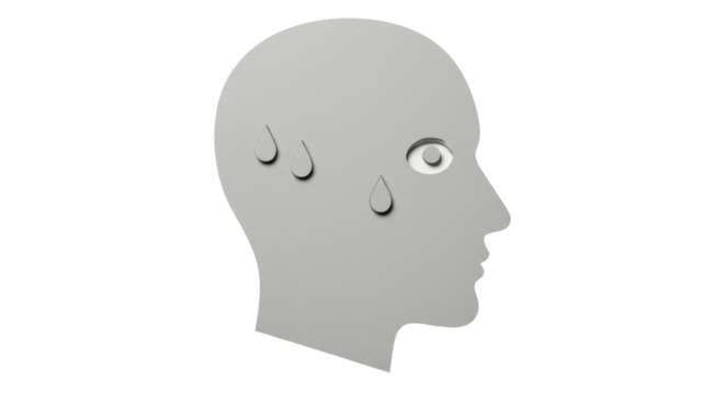 Isolated Head with Sweat Drops Expressing Stress