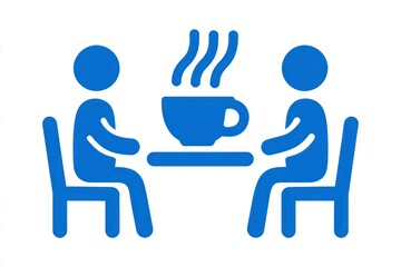 Two figures sharing a warm beverage at a table symbolizing connection and relaxation in a mini