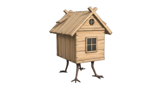 Isolated Baba Yaga's Hut on Chicken Legs