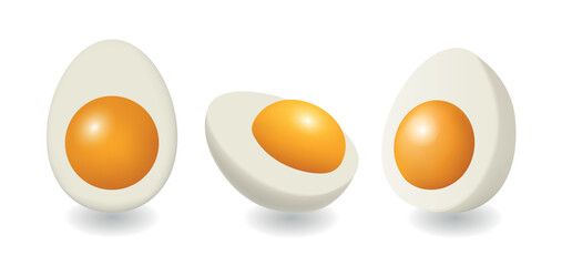 Boiled egg. Vector 3d illustration isolated on white background.
