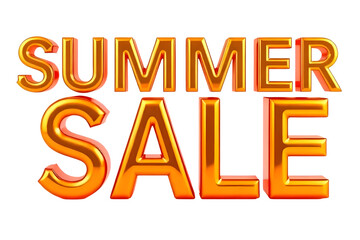 Orange 3D Text "Sammer Sale" Isolated on Transparent Background