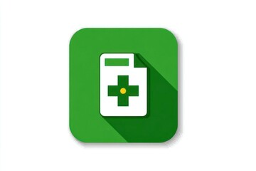 Obraz premium Medical Kit Icon with Green Cross Health First Aid and Emergency Symbol Design