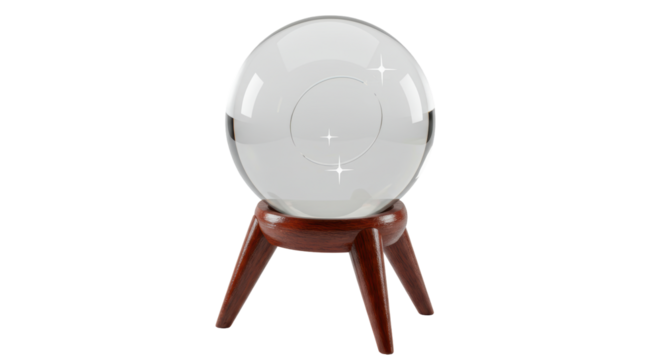 Isolated Crystal Ball on Wooden Stand for Fortune Telling