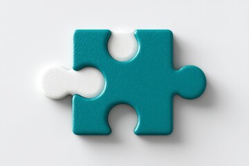 Obraz premium Puzzle Piece in Teal and White A Symbol of Connection and Problem Solving for Business Educat