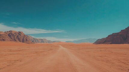 A desert landscape under a vibrant sky.