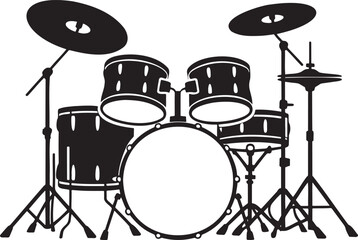 Drum set silhouette vector isolated On Transparent Background