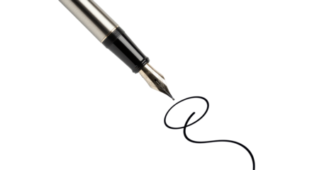 Isolated Fountain Pen Writing an Elegant Swirl