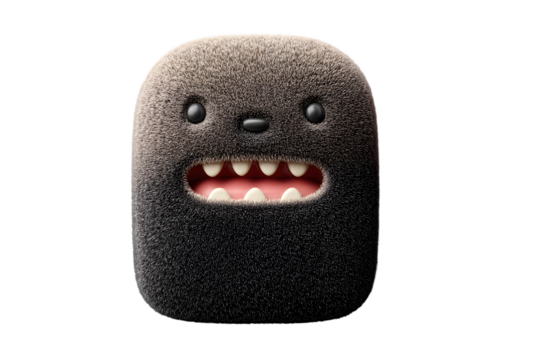 Playful Furry Monster with Sharp Teeth Grinning