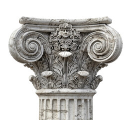 Ornate corinthian column architectural detail historical site urban environment isolated on transparent background