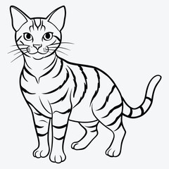 American Shorthair line art White background illustration Generative Ai