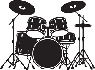 Drum set silhouette vector isolated On Transparent Background