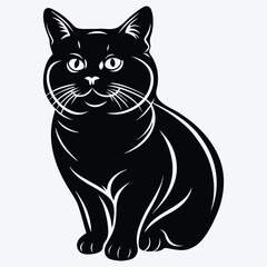 American Shorthair line art White background illustration Generative Ai