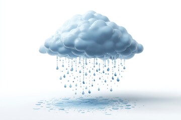 Rain Cloud with Falling Water Droplets Illustration for Weather and Nature Themes