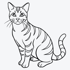 Obraz premium American Shorthair line art White background illustration Generative Ai