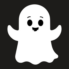 Fototapeta premium Smiling white ghost on black background