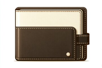 Brown Leather Wallet with Contrast Stitching and Button Closure  Ideal for Fashion Accessorie