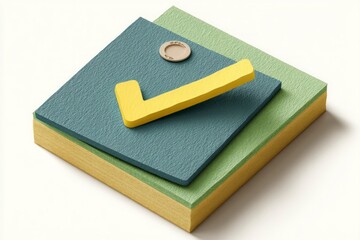 Stacked Colorful Notebooks with Checkmark and Binder Clip