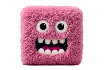 Playful Pink Fuzzy Square Monster Plush Toy