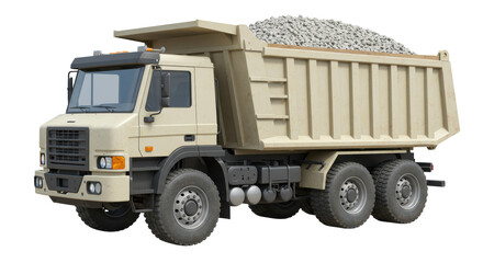 Isolated Heavy Duty Dump Truck Loaded with Gravel