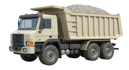 Isolated Heavy Duty Dump Truck Loaded with Gravel