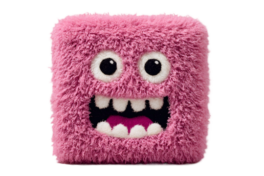 Playful Pink Fuzzy Square Monster Plush Toy