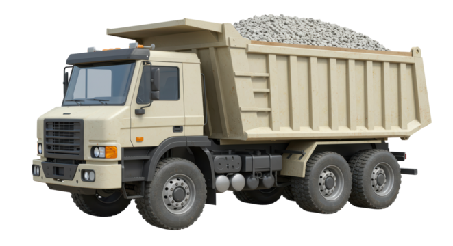 Isolated Heavy Duty Dump Truck Loaded with Gravel