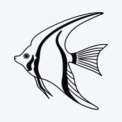 Angelfish line art White background illustration Generative Ai