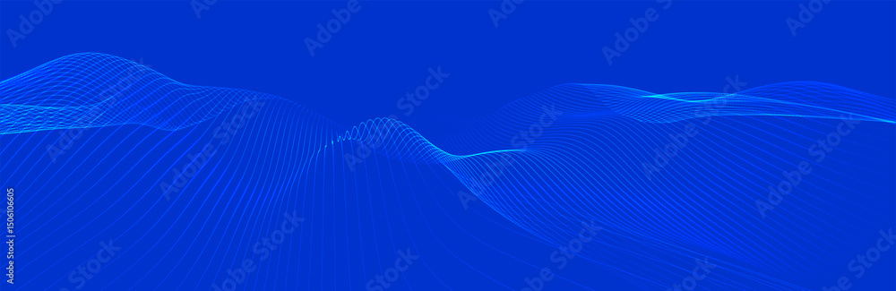 Poster futuristic dot wave. abstract digital particle wave. technology background. colored musical wave. li