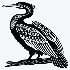 Fototapeta premium Anhinga line art White background illustration Generative Ai