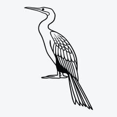 Fototapeta premium Anhinga line art White background illustration Generative Ai
