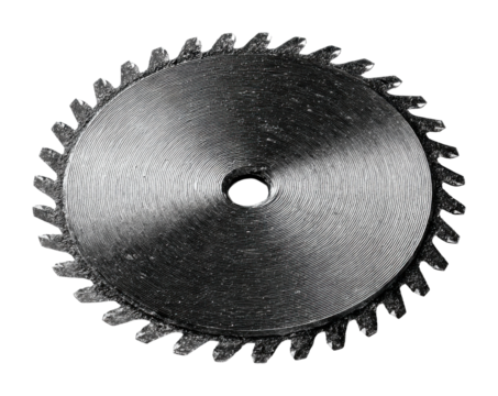 Cutting action of a circular saw blade workshop product industrial environment view isolated on transparent background