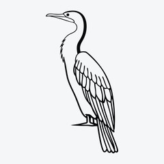 Anhinga line art White background illustration Generative Ai