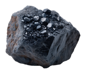 Exploring unique black mineral rock natural landscape geological content environment view isolated on transparent background