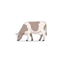 Grazing Cow Illustration: Farm Animal Graphic