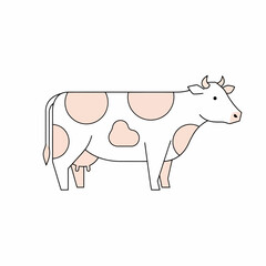 Minimalist Cow Illustration: Dairy Farm Animal Icon