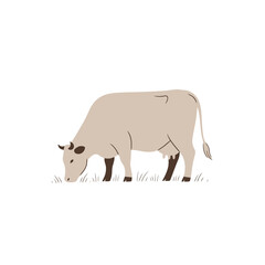 Grazing Cow Illustration: Minimalist Farm Animal Design