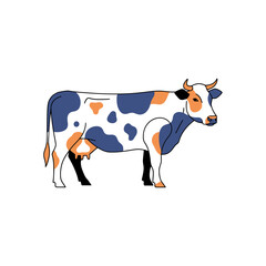 Colorful Cow Illustration: Dairy Farm Animal Vector