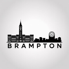 Obraz premium Brampton Skyline Silhouette — Suburban Ontario City Vector Art