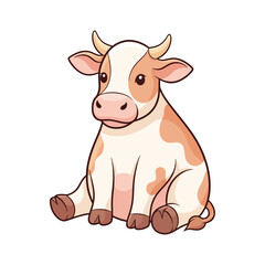 Cartoon Cow Illustration, Isolated Animal Character