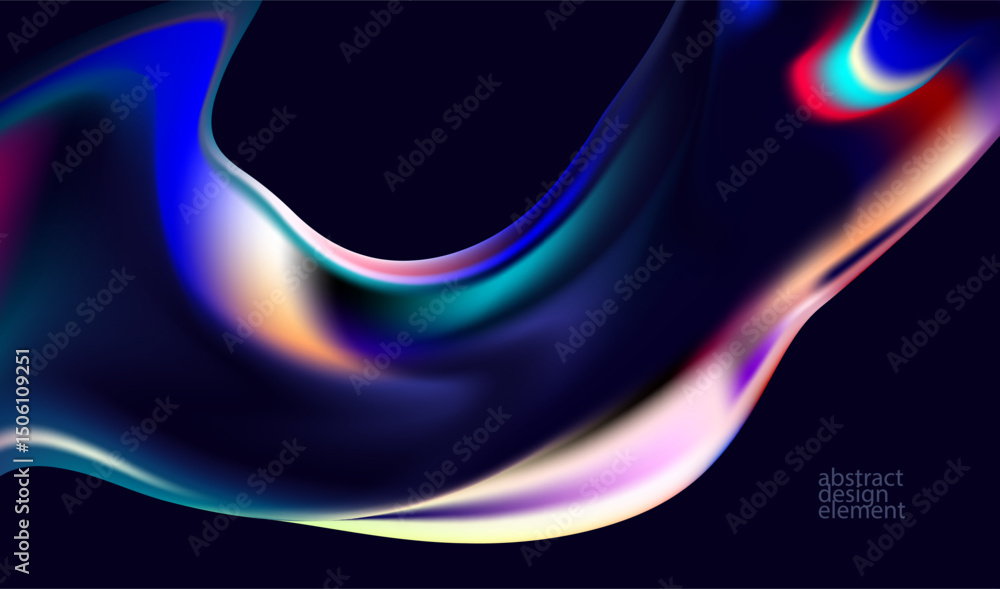 Aufkleber abstract liquid holographic gradient shape. 3d vector design element.