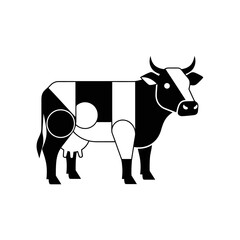 Modern Cow Icon: Minimalist Farm Animal Illustration