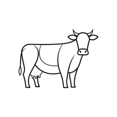 Cow Outline Illustration, Farm Animal Vector