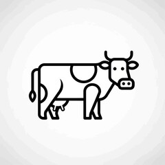 Cow Icon: Farm Animal Outline Vector Illustration