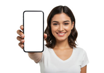 Close-up low focal length shot of a hand holding and showing a smartphone to the camera, ideal for marketing, digital promotion, mobile advertising, tech engagement, and communication concepts